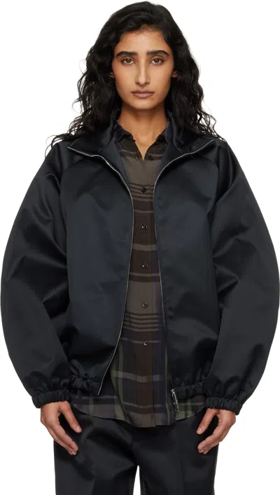 The Frankie Shop Black Baxter Satin Track Jacket