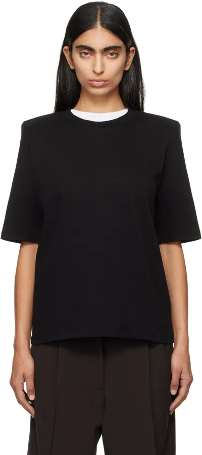 The Frankie Shop Black Carrington Padded Shoulder T-shirt