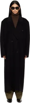 The Frankie Shop Black Gaia Double Breasted Coat In Black
