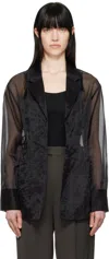 The Frankie Shop Black Lise Sheer Blazer In 100 - Black