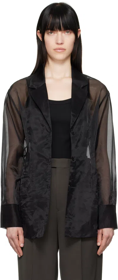 The Frankie Shop Black Lise Sheer Blazer In 100 - Black