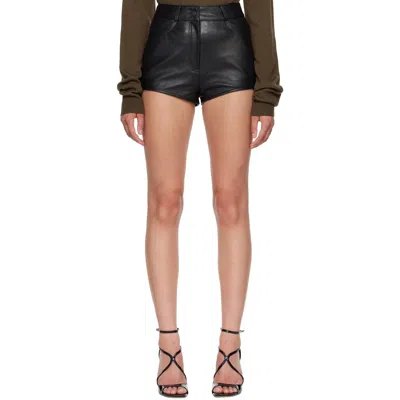 The Frankie Shop Loen Leather Shorts In Black