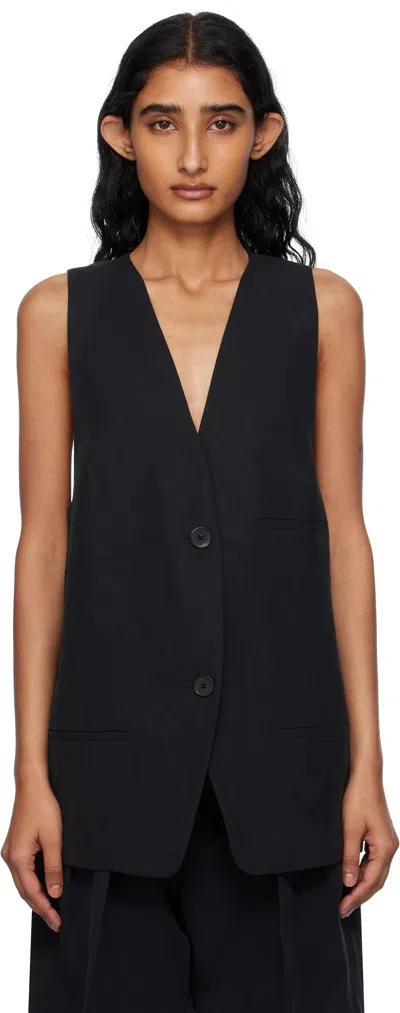 The Frankie Shop Black Melrose Linen Vest