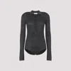 The Frankie Shop Black Metallic Solana Polo Bodysuit In Gray