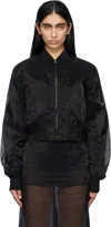 The Frankie Shop Black Micky Cropped Sheer Bomber Jacket In 100 - Black