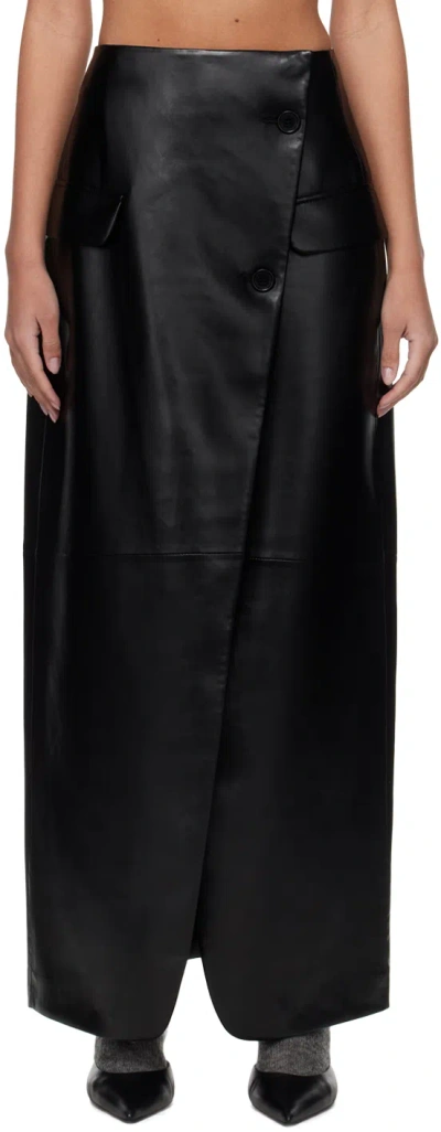 The Frankie Shop Black Nan Faux-leather Maxi Skirt In Schwarz