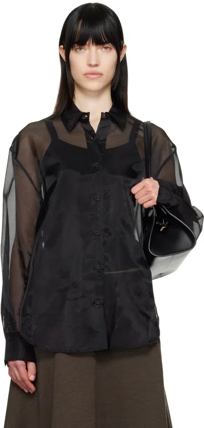 The Frankie Shop Black Peri Sheer Shirt In 100 - Black