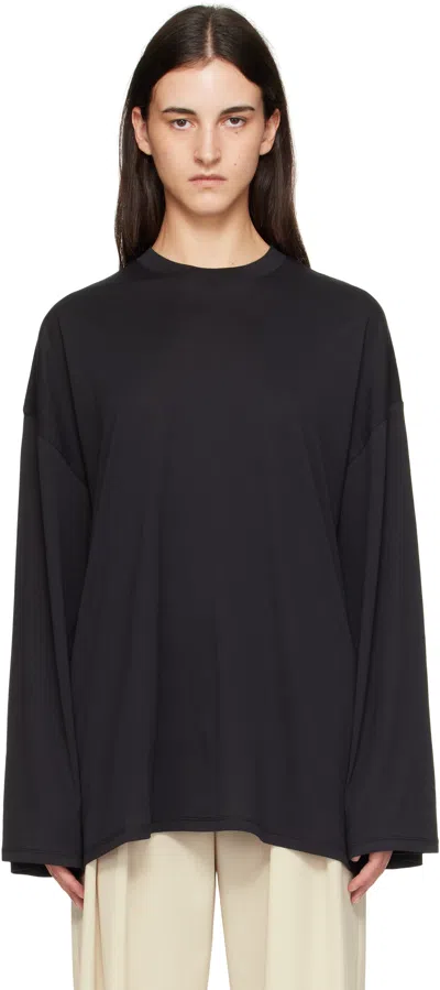 The Frankie Shop Black Rio Oversized Sleeve T-shirt In Blue