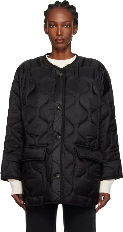 The Frankie Shop Quilted Padded Ripstop Jacket In Black