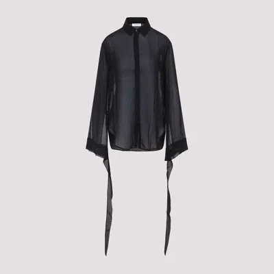 The Frankie Shop Black Verlin Sheer Chiffon Tie Cuff Shirt