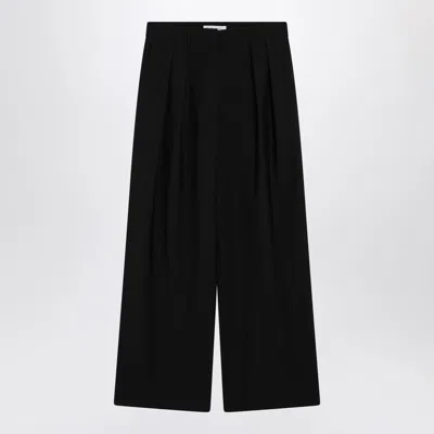 The Frankie Shop Ripley Wide Leg Wool Blend Trousers High Waist In Black