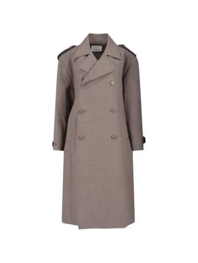 The Frankie Shop Bleecker Belted Trench Coat In Gray