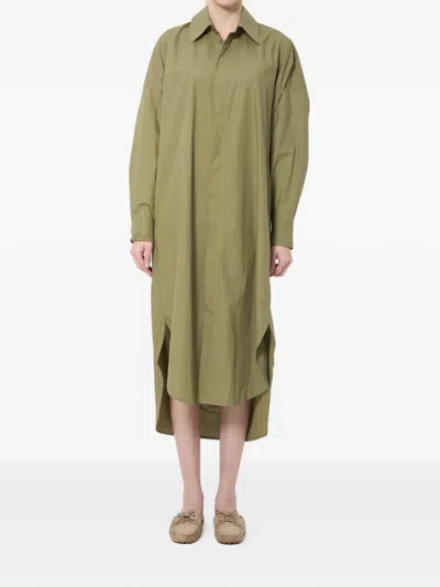 The Frankie Shop Bloom Organic Cotton Shirt Midi Dress In Green