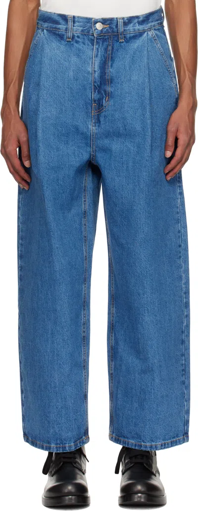 The Frankie Shop Blue Drew Jeans In Mediium Wash