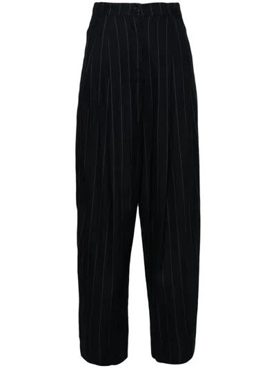 The Frankie Shop Blue Pinstripe Twill Trousers In Blau