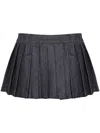 The Frankie Shop Blake Pleated Denim Miniskirt In Blue