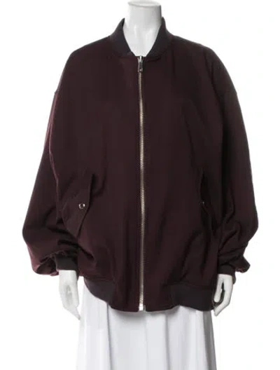 Pre-owned The Frankie Shop Bomber Jacket In Burgundy