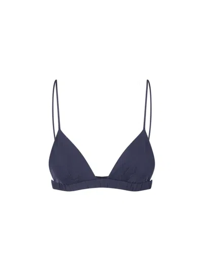 The Frankie Shop Satin Triangle Bralette Plunge Neckline Pouch In Black