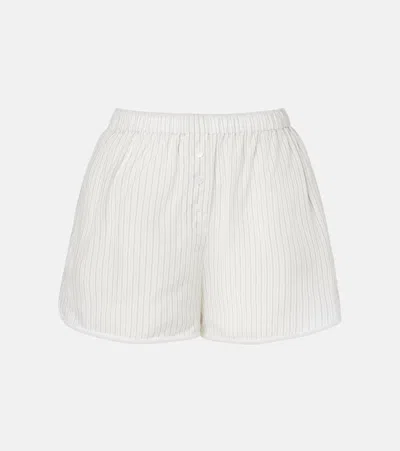 The Frankie Shop Brenna Sheer Striped Shorts In White