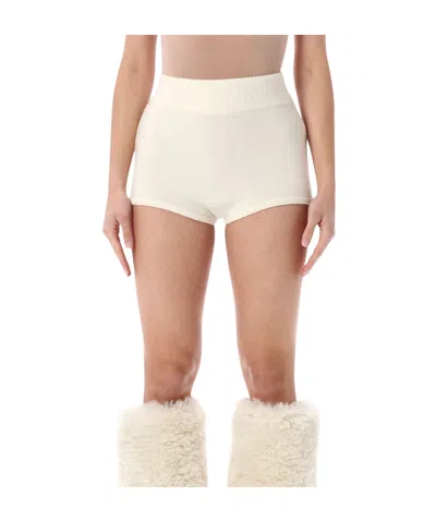 The Frankie Shop Wool Blend High Waist Knit Hot Pants In White