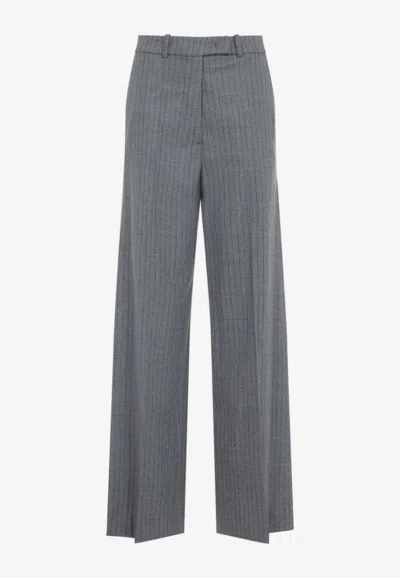 The Frankie Shop Brickell Striped Pants In Gray