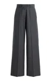 The Frankie Shop Brickell Wool-blend Flannel Trousers In Gray