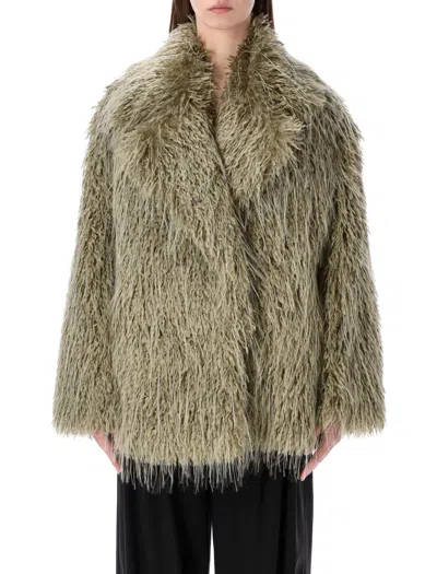 The Frankie Shop Brina Faux Fur Coat In Green