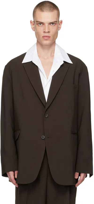 The Frankie Shop Brown Beo Blazer In Dark Espresso