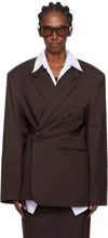 The Frankie Shop Crosby Wrap Blazer In Brown
