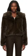 The Frankie Shop Hope Faux Fur Jacket In Brown