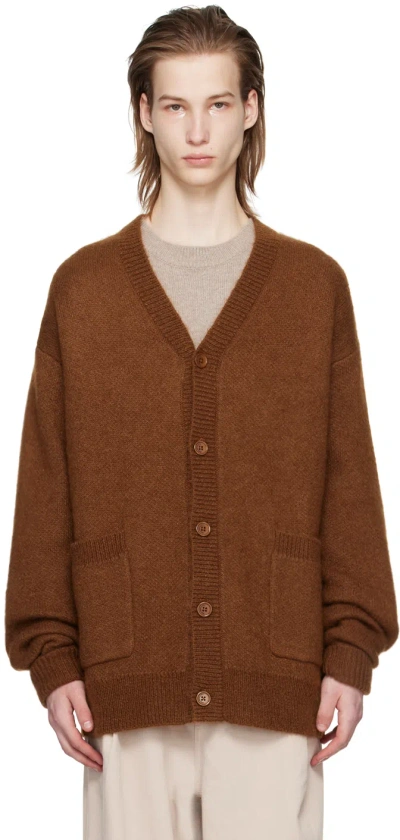 The Frankie Shop Lucas Mohair And Wool-blend Cardigan In Brown