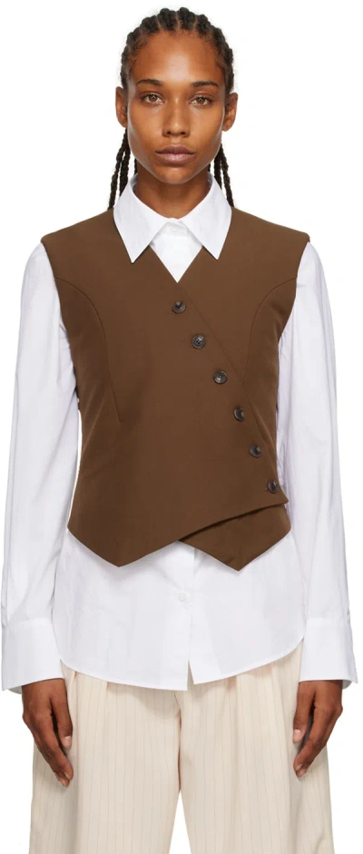 The Frankie Shop Brown Maesa Cross Vest