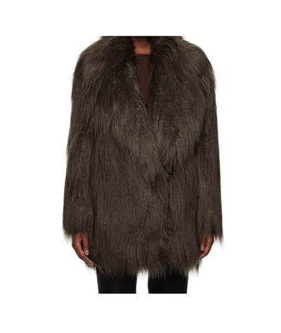 The Frankie Shop Brown Miley Faux-fur Coat