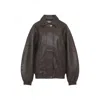 The Frankie Shop Brown Prescott Grained Faux Leather Jacket In Black
