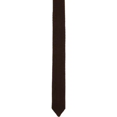 The Frankie Shop Brown Zira Knitted Silk Tie In 200-brown