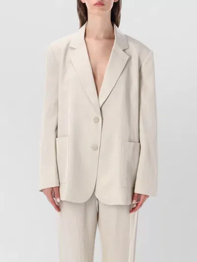 The Frankie Shop Bruna Linen Blend Soft Tailoring Blazer In White