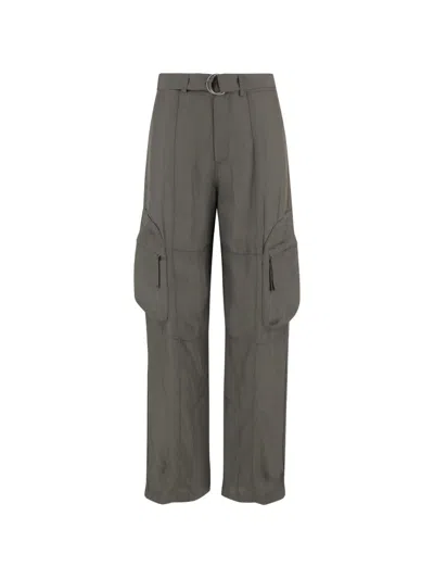 The Frankie Shop Buckle-belt Cargo Trousers In Gray