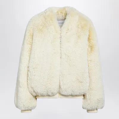 The Frankie Shop Butter Faux Fur Bomber Jacket In Yellow