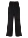 The Frankie Shop Dark Brown Cotton Norstrand Pleated Corduroy Trousers In Black