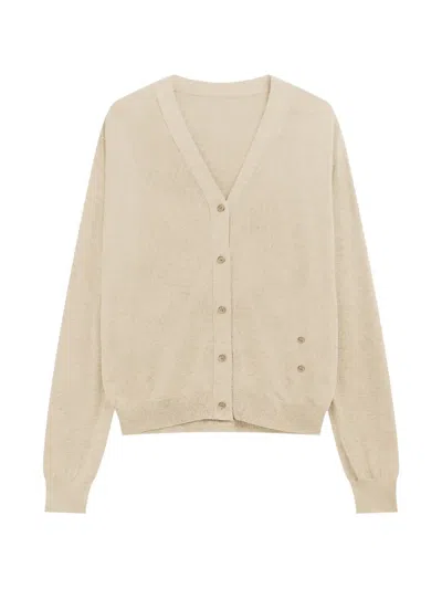 The Frankie Shop Button V-neck Cardigan In Neutral