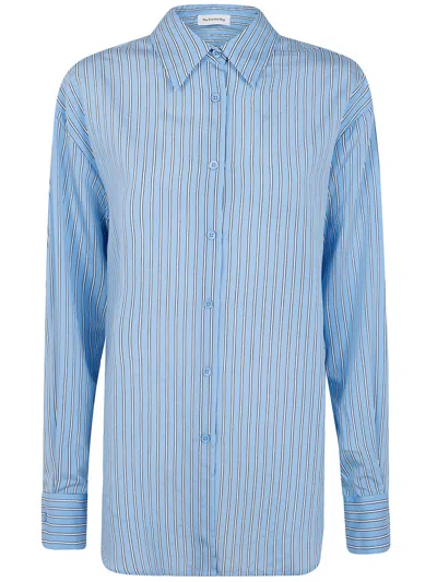 The Frankie Shop Striped Collared Shirt Long Sleeves In Brown
