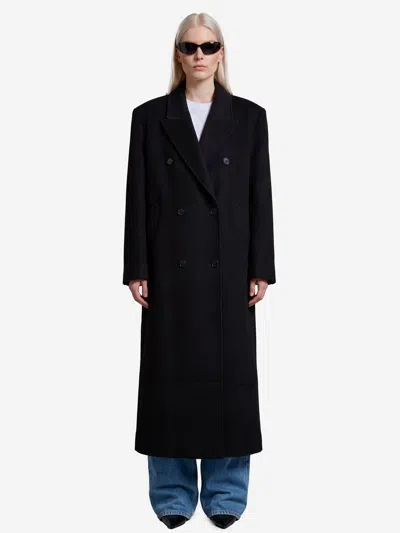 The Frankie Shop Gaia Oversized Double-breasted Wool-blend Coat In Black
