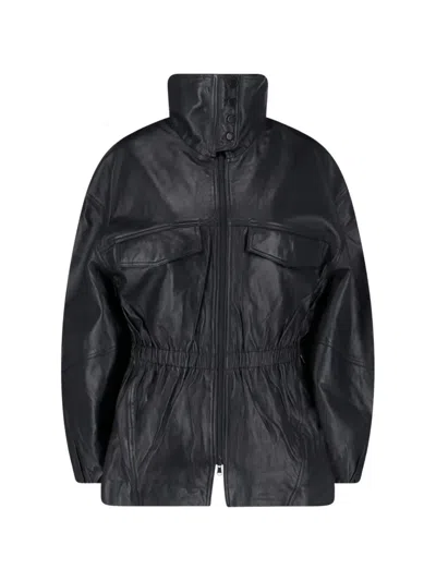 The Frankie Shop Carnaby Leather Jacket In Black