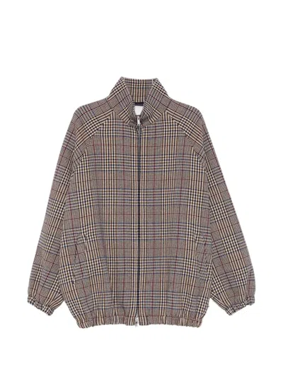The Frankie Shop Check-patterm Bomber Jacket In Brown