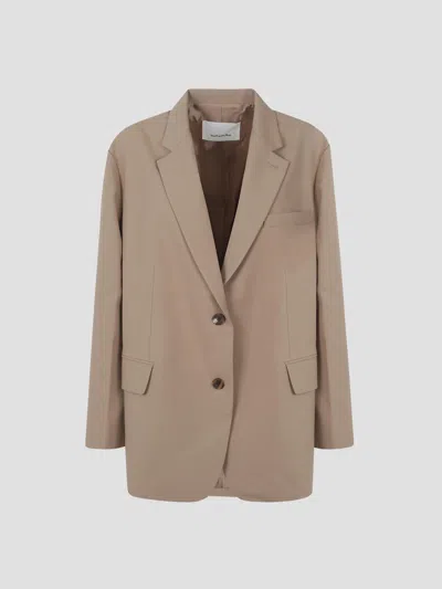 The Frankie Shop Chic Mini Blazer For Modern Style In Brown