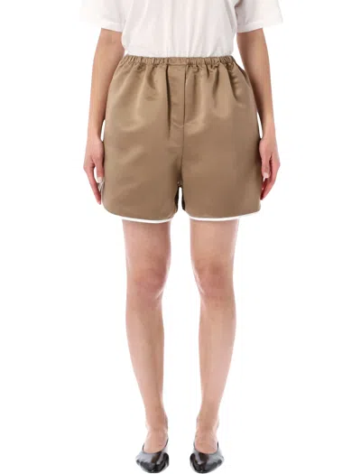 The Frankie Shop Adia Satin Boxer Shorts Beige In Animal Print