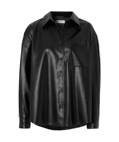 The Frankie Shop Chrissie Faux-leather Shirt In Black