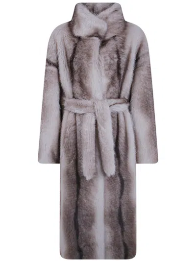 The Frankie Shop Coat Faux Fur "ravello" In Gray