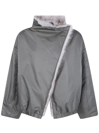 The Frankie Shop Coat Faux Fur Reversible "vera" In Beige