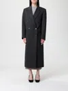 The Frankie Shop Womens Jane Double-breasted Woven Long Coat Grey Melange Xs In Brown